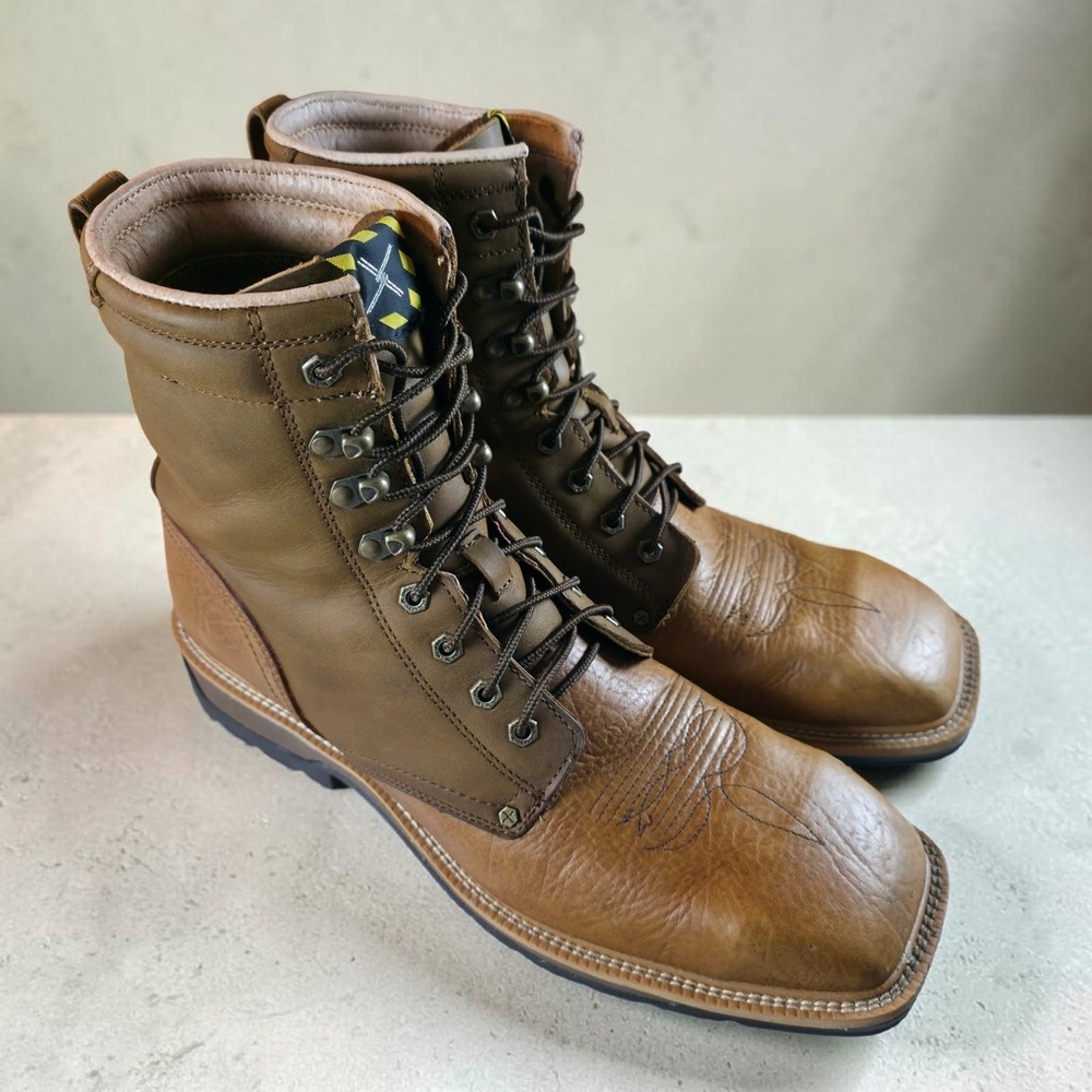 Twisted X Men's 13 D Lacer Work 8"‎ Steel Toe Boots Brown MLCSL01 *Barely Worn.
